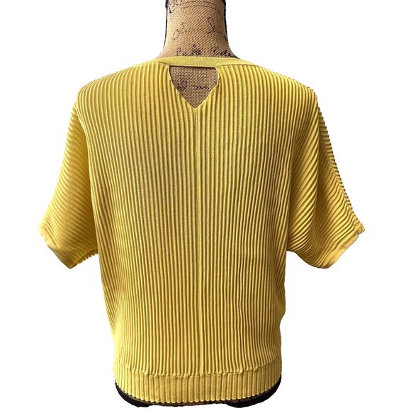 Silvian Heach Women's Yellow Ribbed Knit Short Sleeve Oversized Sweater Top Sz M - Picture 4 of 11